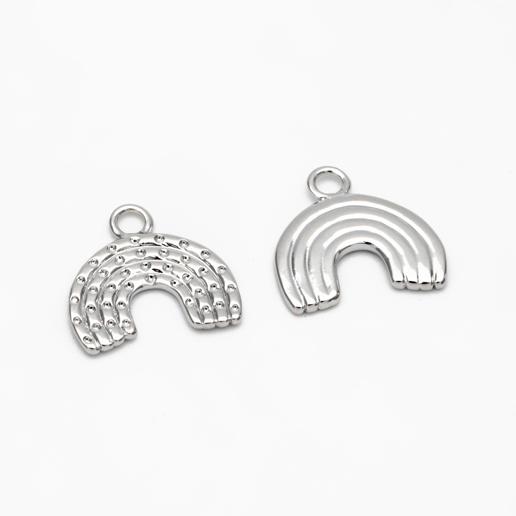 10pcs Gold/ Silver Rainbow Charms 14mm, 18K Gold/ Rhodium plated Brass Rainbow Pendants (GB-4118)